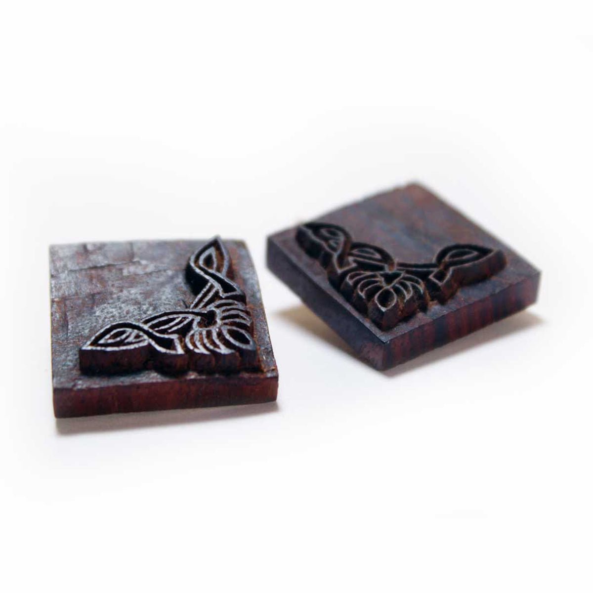 Ashlesha Rekh Wooden Earrings With Wood Block Carving – Jewellery on Brown Living™. SKU: UARKHWJER005. Img 4.