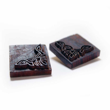 Ashlesha Rekh Wooden Earrings With Wood Block Carving – Jewellery on Brown Living™. SKU: UARKHWJER005. Img 4.