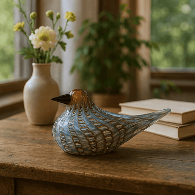 Ashley Sparrow Glass Bird Figurine – Decorative Art Piece – Home Decor on Brown Living™. SKU: BRD - ASH - SPW. Img 1.