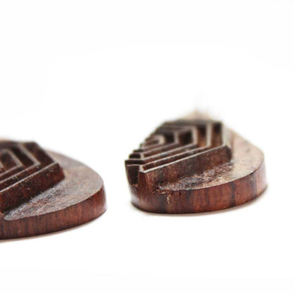 Ashvini Rekh Wooden Earrings With Wood Block Carving – Jewellery on Brown Living™. SKU: UARKHWJER011. Img 3.