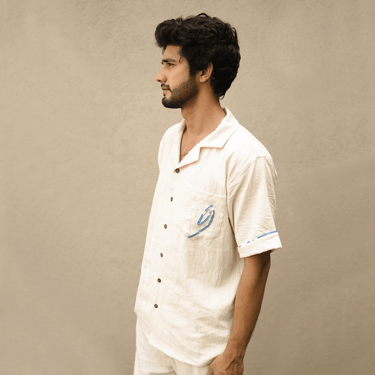 Asok Men's Kala Cotton Shirt | Handcrafted Sustainable Fashion – Mens Shirt on Brown Living™. SKU: 5MA00001. Img 3.