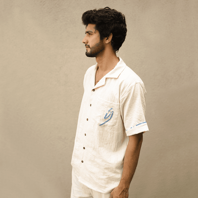 Asok Men's Kala Cotton Shirt | Handcrafted Sustainable Fashion – Mens Shirt on Brown Living™. SKU: 5MA00001. Img 3.