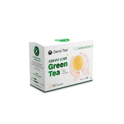 Assam Lush Green Tea | Pure Assam Tea | Carbon-Free Dried | 100gm – Tea on Brown Living™. SKU: DTG100. Img 6.