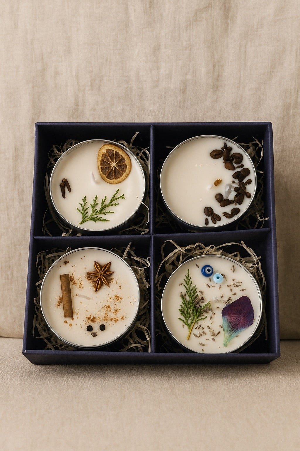 Assorted tin candles - set of 4 – Candles & Fragrances by The Good Route available on Brown Living™. . SKU: GRGTB06. Img 3.