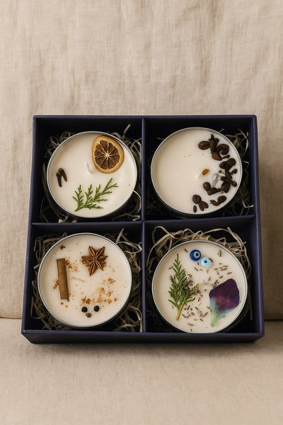 Assorted Tin Candles - Set of 4 – Candles & Fragrances on Brown Living™. SKU: GRGTB06. Img 3.