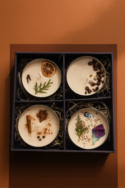 Assorted Tin Candles - Set of 4 – Candles & Fragrances on Brown Living™. SKU: GRGTB06. Img 2.