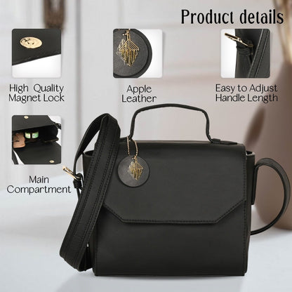 Asteria Vegan Leather Women's Sling Bag (Black) – Womens Bag on Brown Living™. SKU: SCGH 3001. Img 2.