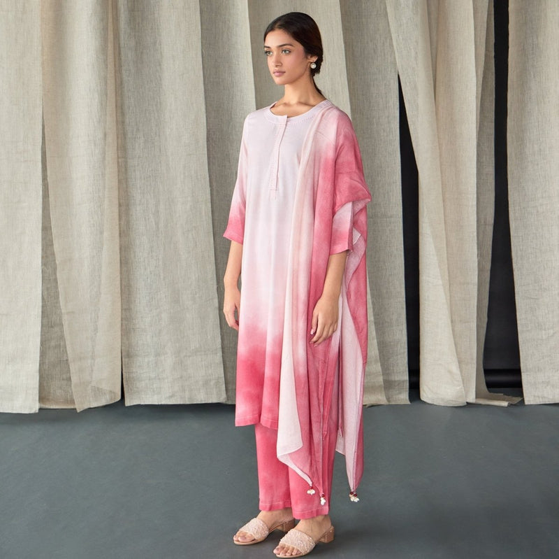 Astro Dust Ombre Linen Kurta Set | Verified Sustainable by Brown Living™