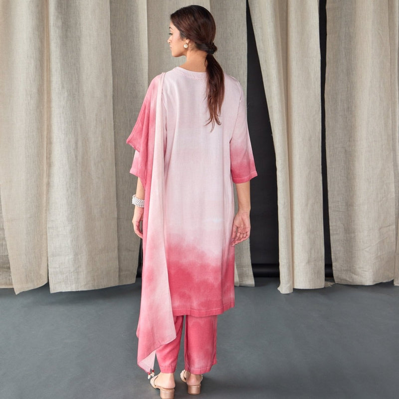 Astro Dust Ombre Linen Kurta Set | Verified Sustainable by Brown Living™