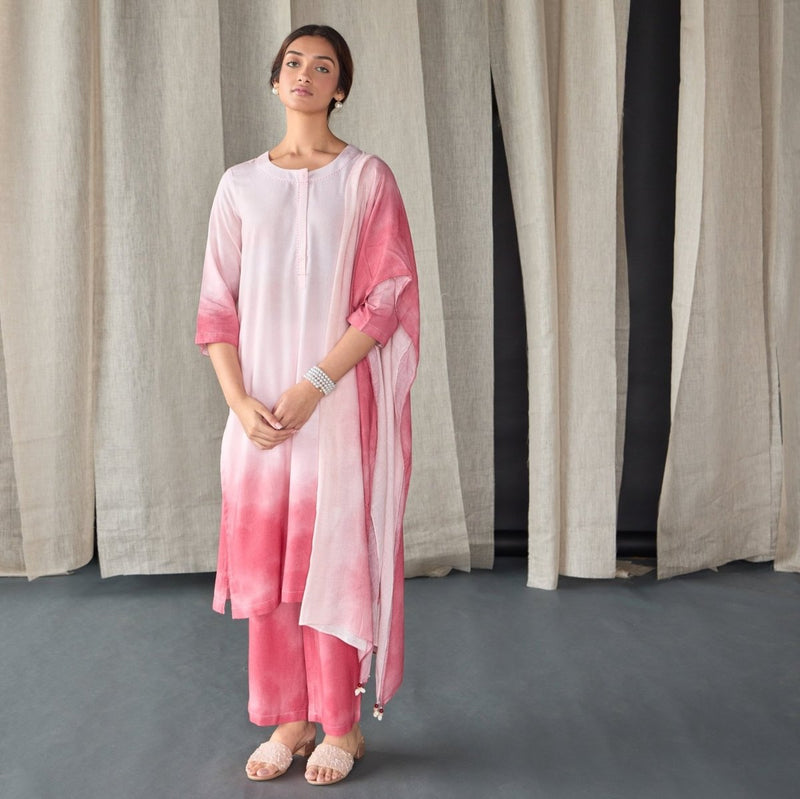 Astro Dust Ombre Linen Kurta Set | Verified Sustainable by Brown Living™