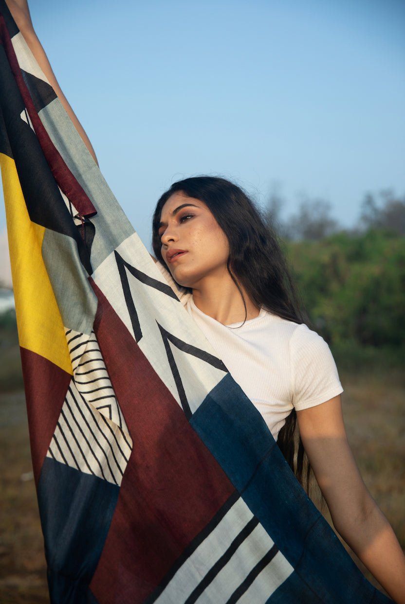 Athangudi 100% Natural Ahimsa Eri Peace Silk Scarf – Womens Scarf on Brown Living™. SKU: NAESWT07. Img 4.