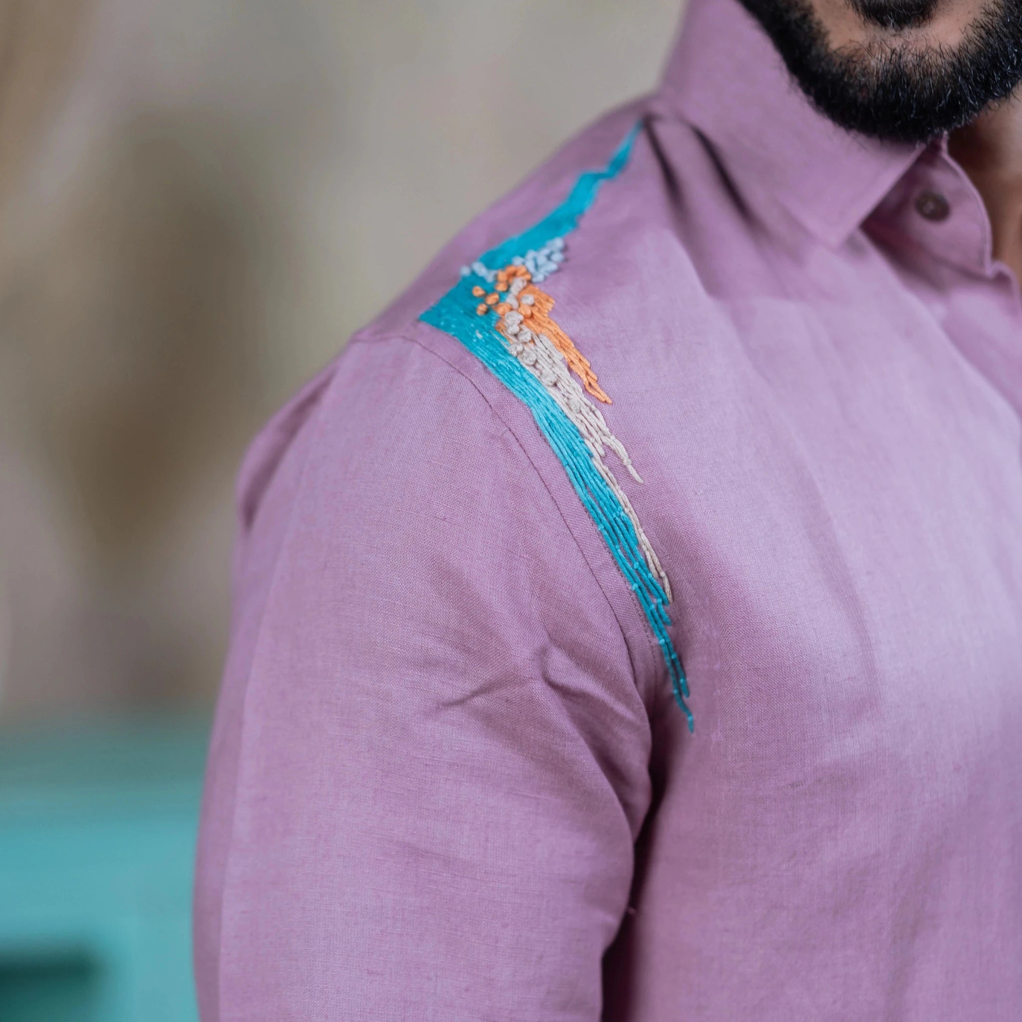 Ather Linen Shirt For Men Breathable Casual Shirt – Mens Shirt on Brown Living™. SKU: Aayu31. Img 4.