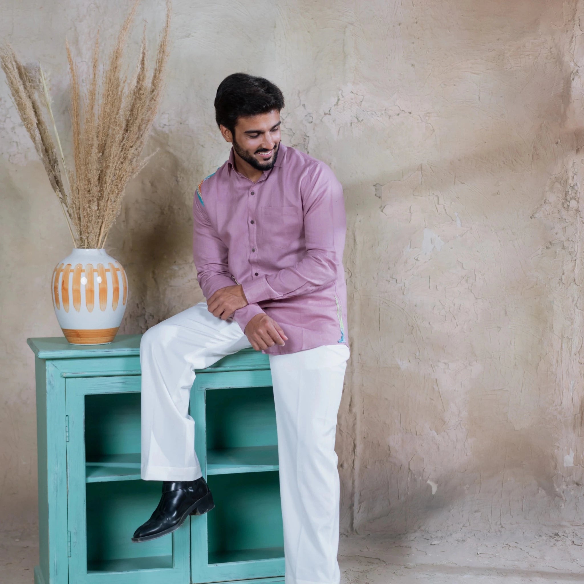 Ather Linen Shirt For Men Breathable Casual Shirt – Mens Shirt on Brown Living™. SKU: Aayu31. Img 5.