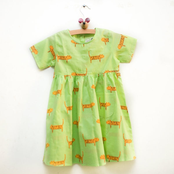 Augustus The Tiger - Girls Comfort Wear | Verified Sustainable Kids Frocks & Dresses on Brown Living™