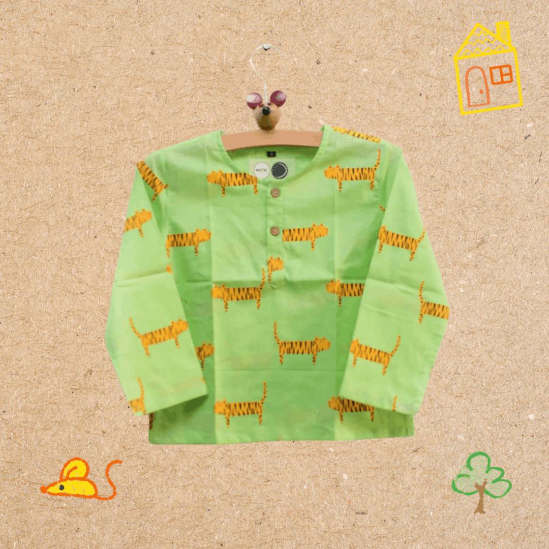 Augustus The Tiger - Unisex Kids Nightwear – Kids Pyjamas on Brown Living™. SKU: MITHNW-032-G-1. Img 4.