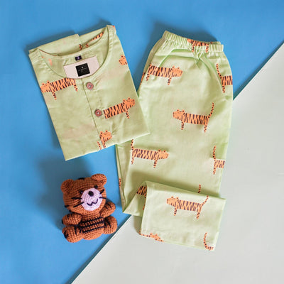 Augustus The Tiger - Unisex Kids Nightwear – Kids Pyjamas on Brown Living™. SKU: MITHNW - 032(G) - 1. Img 2.