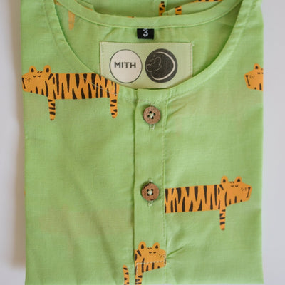 Augustus The Tiger - Unisex Kids Nightwear – Kids Pyjamas on Brown Living™. SKU: MITHNW - 032(G) - 1. Img 1.