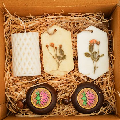 Aura Diwali Gift Hamper | Soy Wax Candle - Incense Tablets - Door Hanging Set | Verified Sustainable by Brown Living™