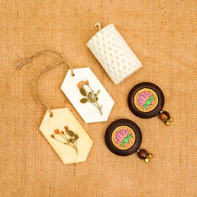 Aura Diwali Gift Hamper | Soy Wax Candle - Incense Tablets - Door Hanging Set | Verified Sustainable by Brown Living™