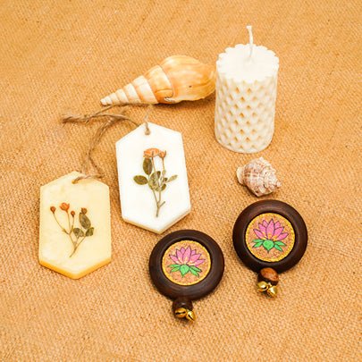 Aura Diwali Gift Hamper | Soy Wax Candle - Incense Tablets - Door Hanging Set | Verified Sustainable by Brown Living™