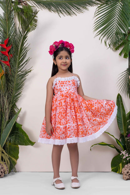Aurora Noodle Strap Dress | Cute & Comfy Summer Dress for Girls – Kids Daywear Sets on Brown Living™. SKU: ML-EN-AS-3403to4. Img 1.