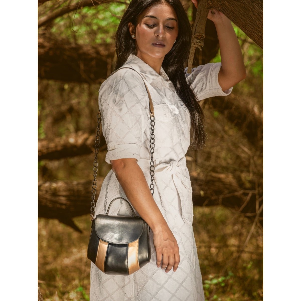 Aurora Vegan Leather Sling – Sling Bag by Green Hermitage available on Brown Living™. . SKU: MSGH2025 - 2003. Img 1.