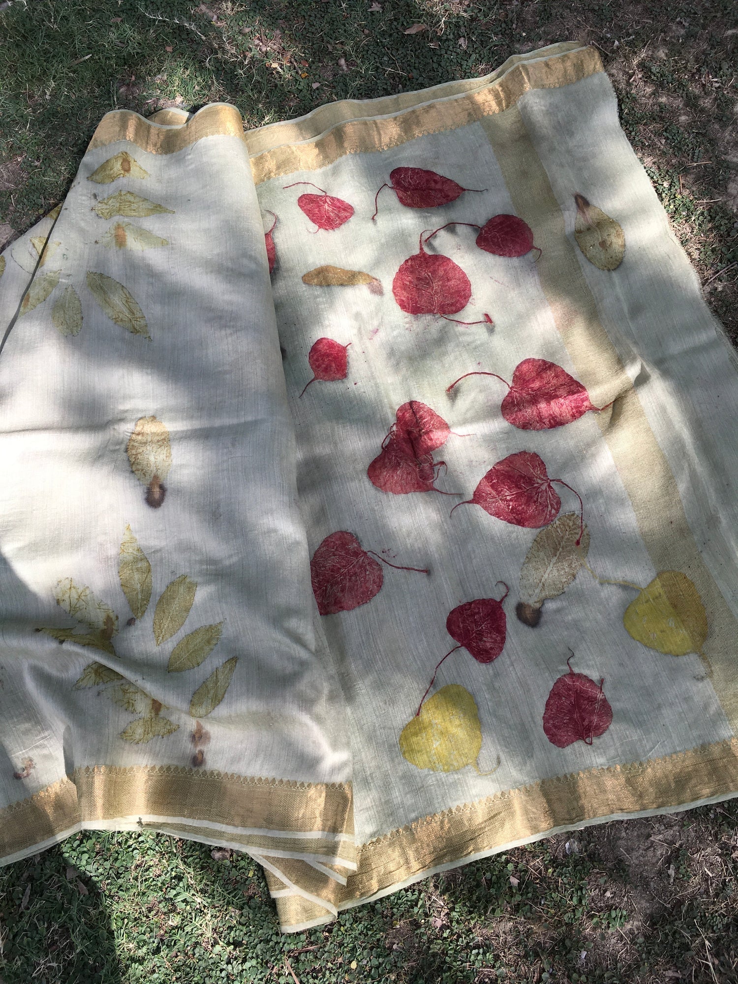 Autumn Petal Matka Silk Saree for Women – Womens Saree on Brown Living™. SKU: MTS4. Img 1.