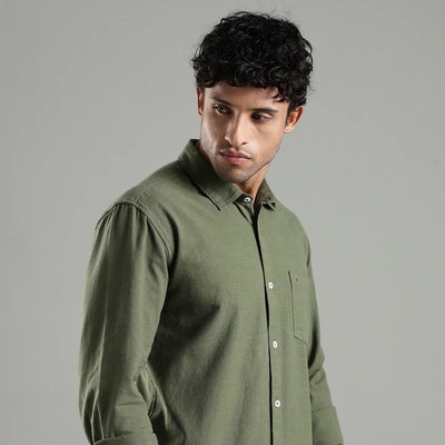 Avocado Hemp Shirt – Sustainable Green Hemp Shirt for Men – Mens Shirt on Brown Living™. SKU: HP - GR - F - S. Img 4.