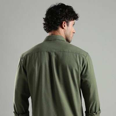Avocado Hemp Shirt – Sustainable Green Hemp Shirt for Men – Mens Shirt on Brown Living™. SKU: HP - GR - F - S. Img 5.