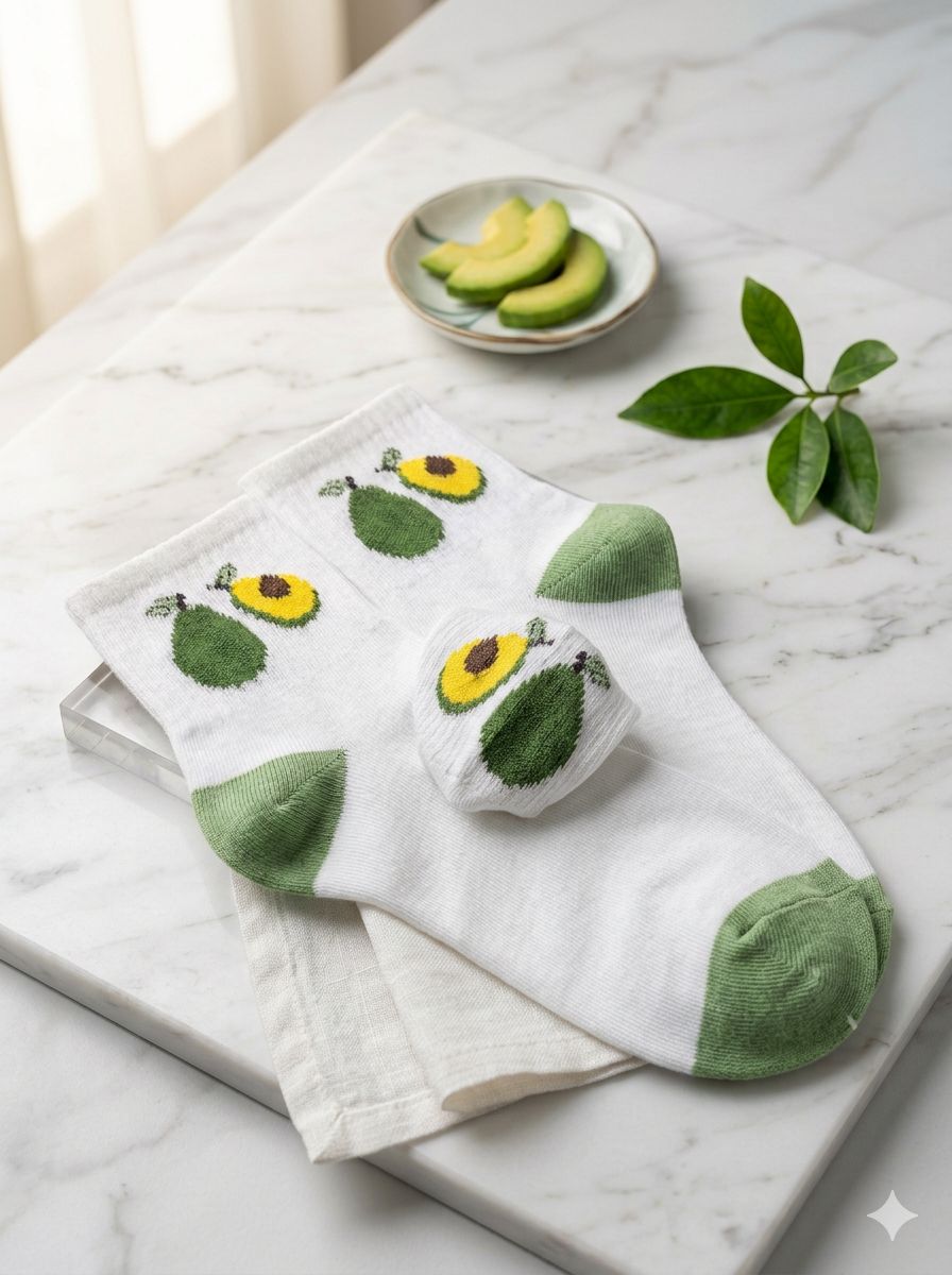 Avocado Socks For Women | Fun Printed Everyday Socks – Womens Socks on Brown Living™. SKU: TS24014. Img 1.