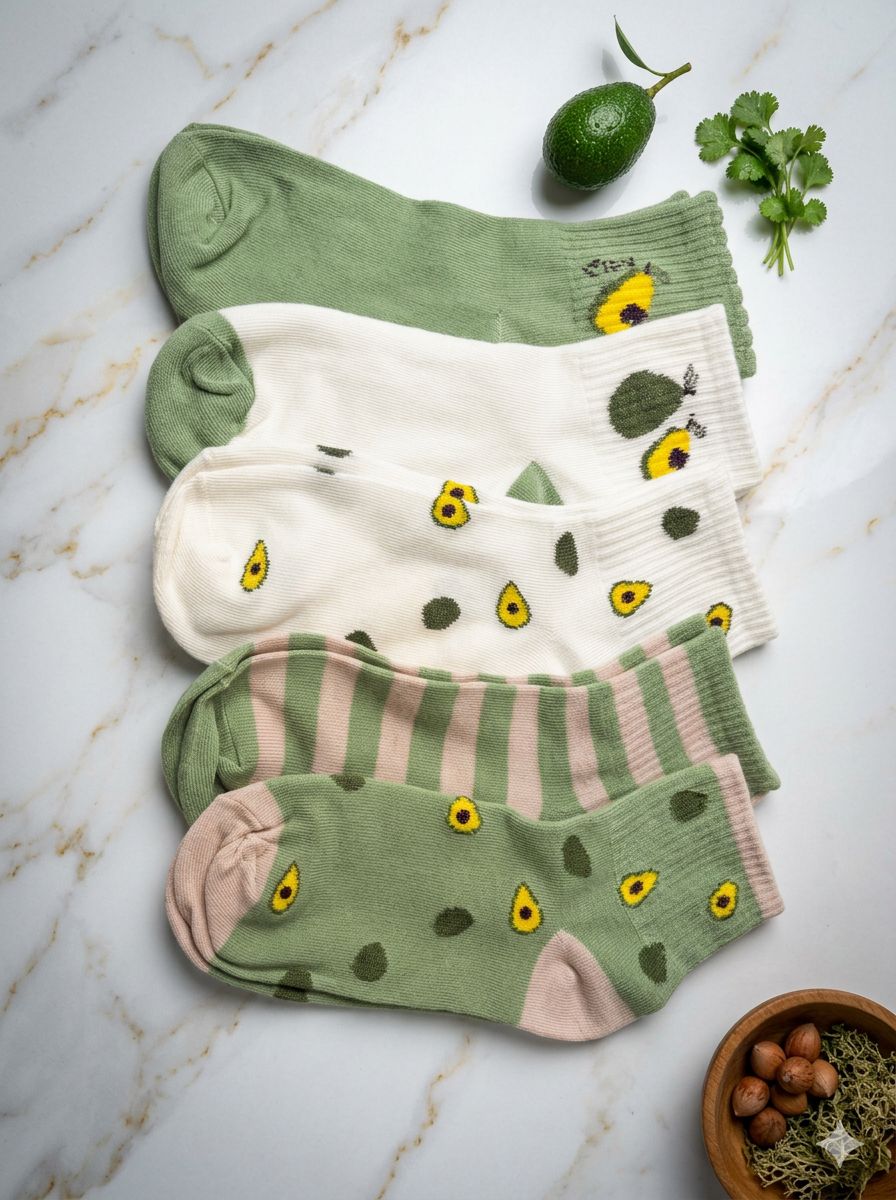 Avocado Socks For Women | Fun Printed Everyday Socks – Womens Socks on Brown Living™. SKU: TS24014. Img 3.
