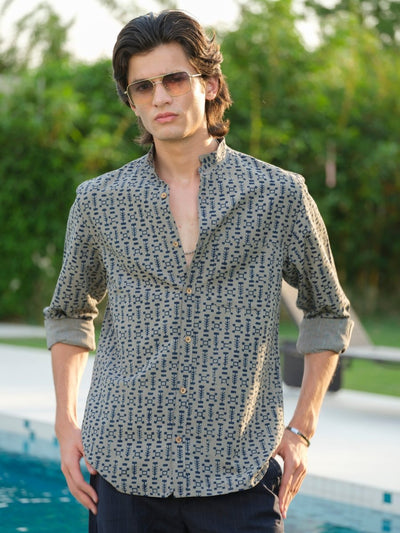 Avyakta - Block Print Organic Cotton Shirt – Mens Shirt by Vasudhaa Vastrram available on Brown Living™. S . SKU: VBLFS6S001M5006. Img 2.