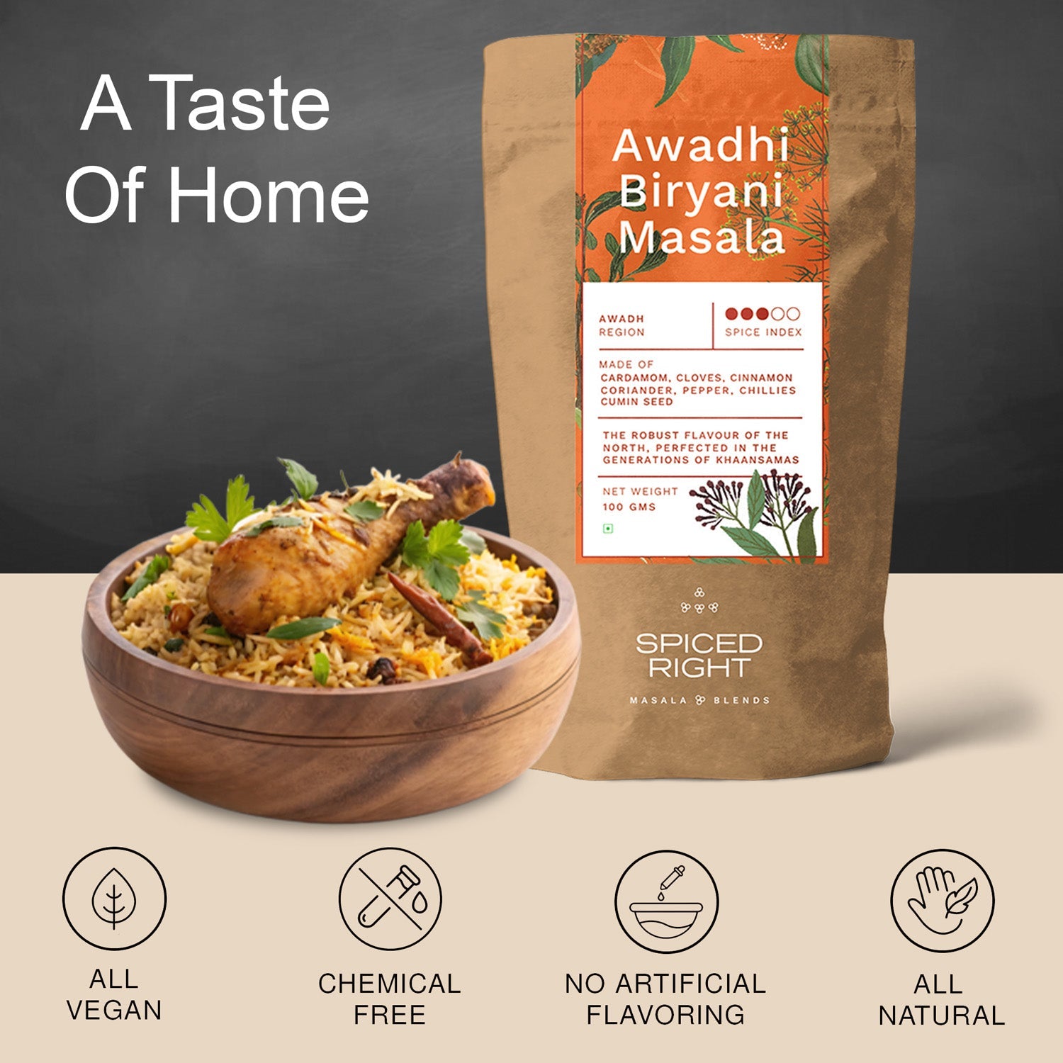 Awadhi Biryani Masala - Lucknowi Blend, No Fillers – Seasonings & Spices on Brown Living™. SKU: SRAB. Img 4.