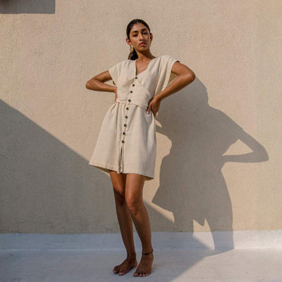 Aylin Kala Cotton Mini Dress For Women – Womens Dress on Brown Living™. SKU: JDS2010XS. Img 4.