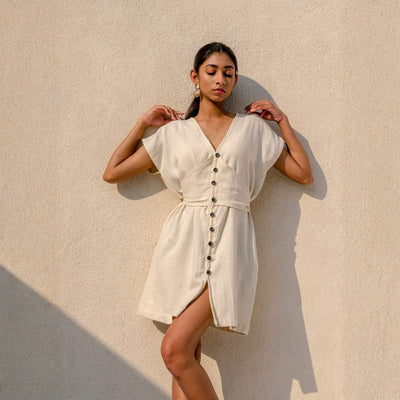 Aylin Kala Cotton Mini Dress For Women – Womens Dress on Brown Living™. SKU: JDS2010XS. Img 2.