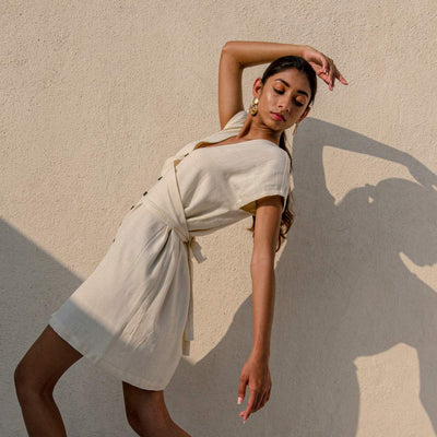 Aylin Kala Cotton Mini Dress For Women – Womens Dress on Brown Living™. SKU: JDS2010XS. Img 3.