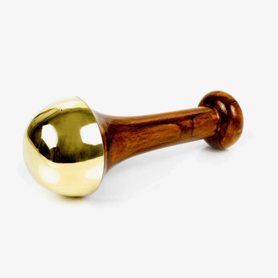 Ayurveda Kansa Wand for Face & Body – Wooden Handle, 4.5 cm – Massager on Brown Living™. SKU: TET42. Img 1.