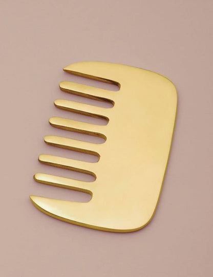 Ayurveda Natural Kansa Hair Comb | Pure Bronze Scalp Massaging Comb – Hair Comb on Brown Living™. SKU: kansacomb1. Img 1.