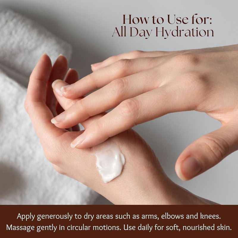Ayurvedic Body Milk with A2 Ghee & Ganga Jal – Body Lotion on Brown Living™. SKU: 014. Img 6.
