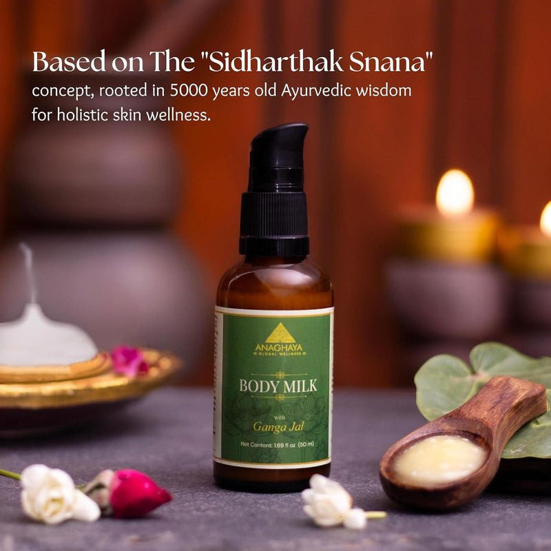 Ayurvedic Body Milk with A2 Ghee & Ganga Jal – Body Lotion on Brown Living™. SKU: 014. Img 4.