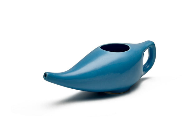 Ayurvedic Ceramic Jala Neti Pot for Nasal Cleansing - Blue | Verified Sustainable by Brown Living™