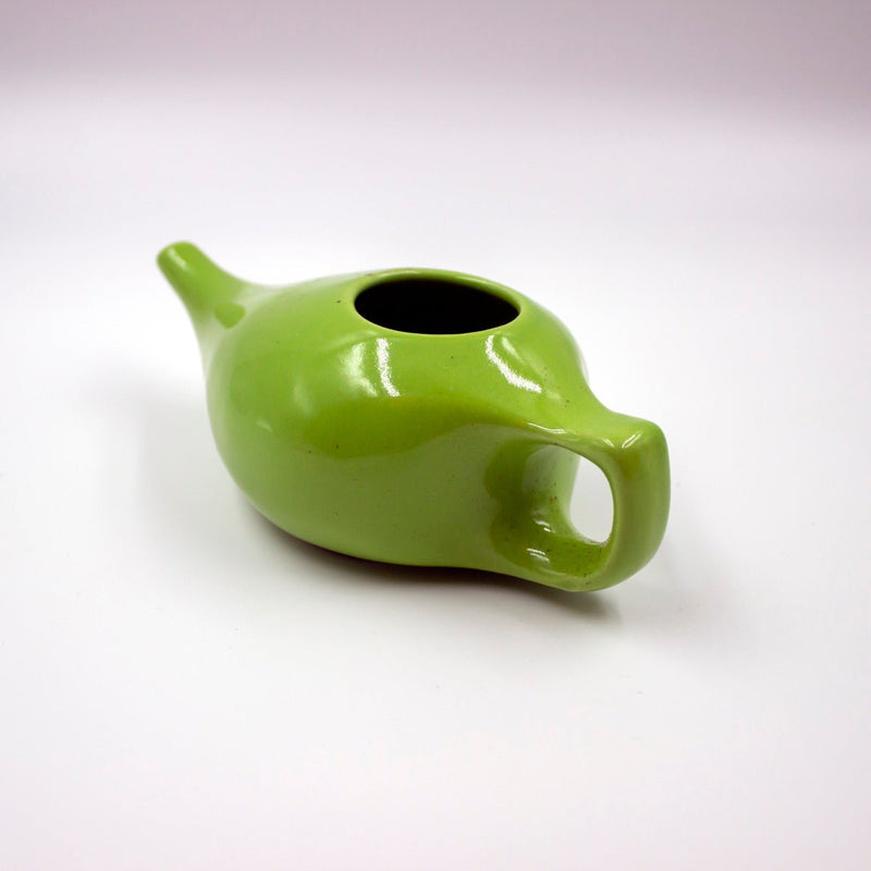 Ayurvedic Ceramic Jala Neti Pot for Nasal Cleansing - Green | Verified Sustainable by Brown Living™