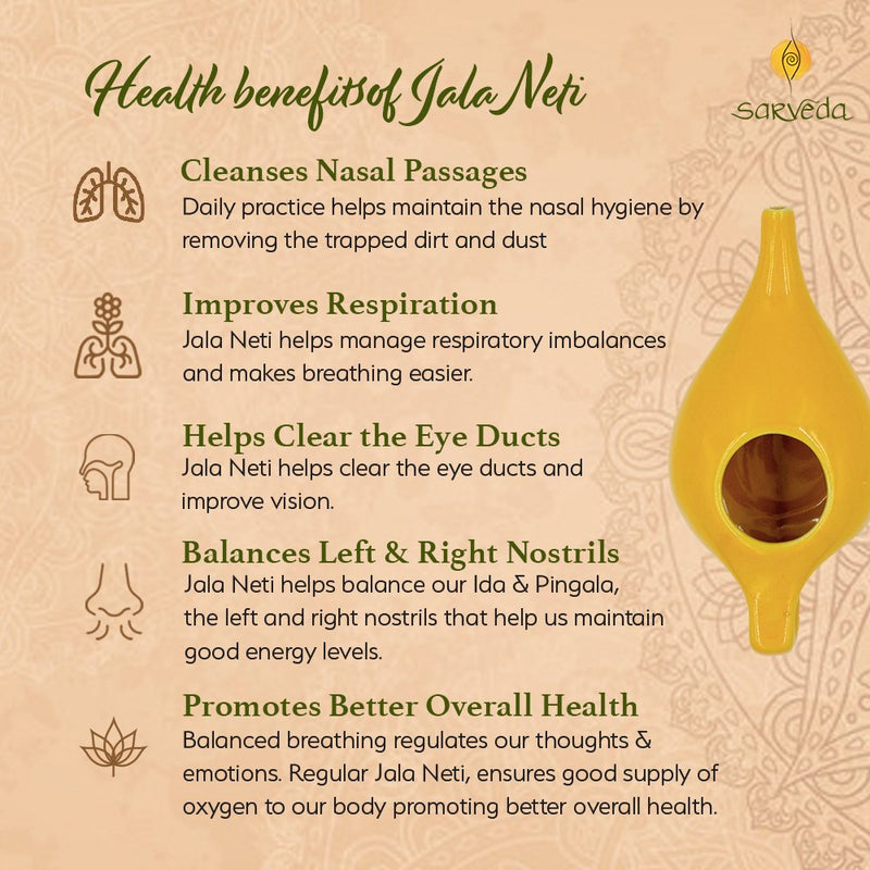 Ayurvedic Ceramic Jala Neti Pot for Nasal Cleansing - Green | Verified Sustainable by Brown Living™