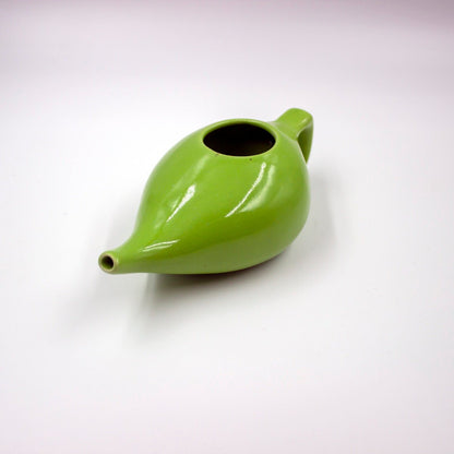 Ayurvedic Ceramic Jala Neti Pot for Nasal Cleansing - Green | Verified Sustainable by Brown Living™