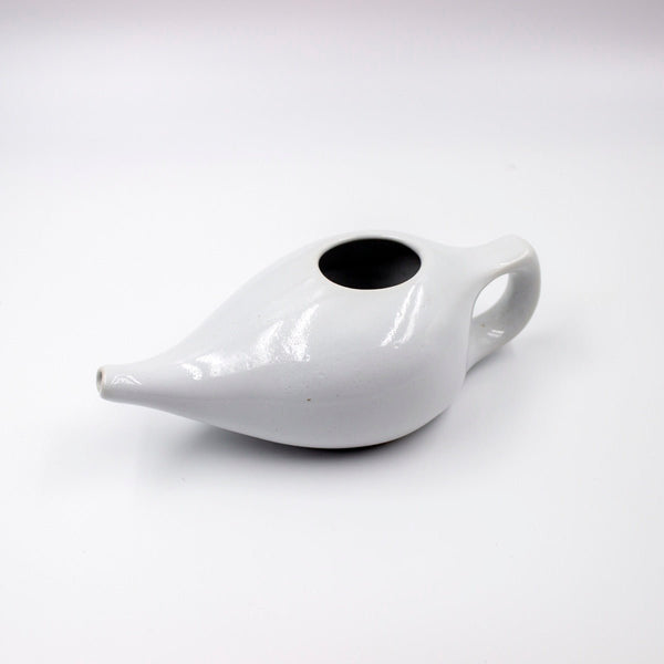 Ayurvedic Ceramic Jala Neti Pot for Nasal Cleansing - White | Verified Sustainable by Brown Living™