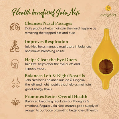 Ayurvedic Ceramic Jala Neti Pot for Nasal Cleansing - Yellow | Verified Sustainable by Brown Living™