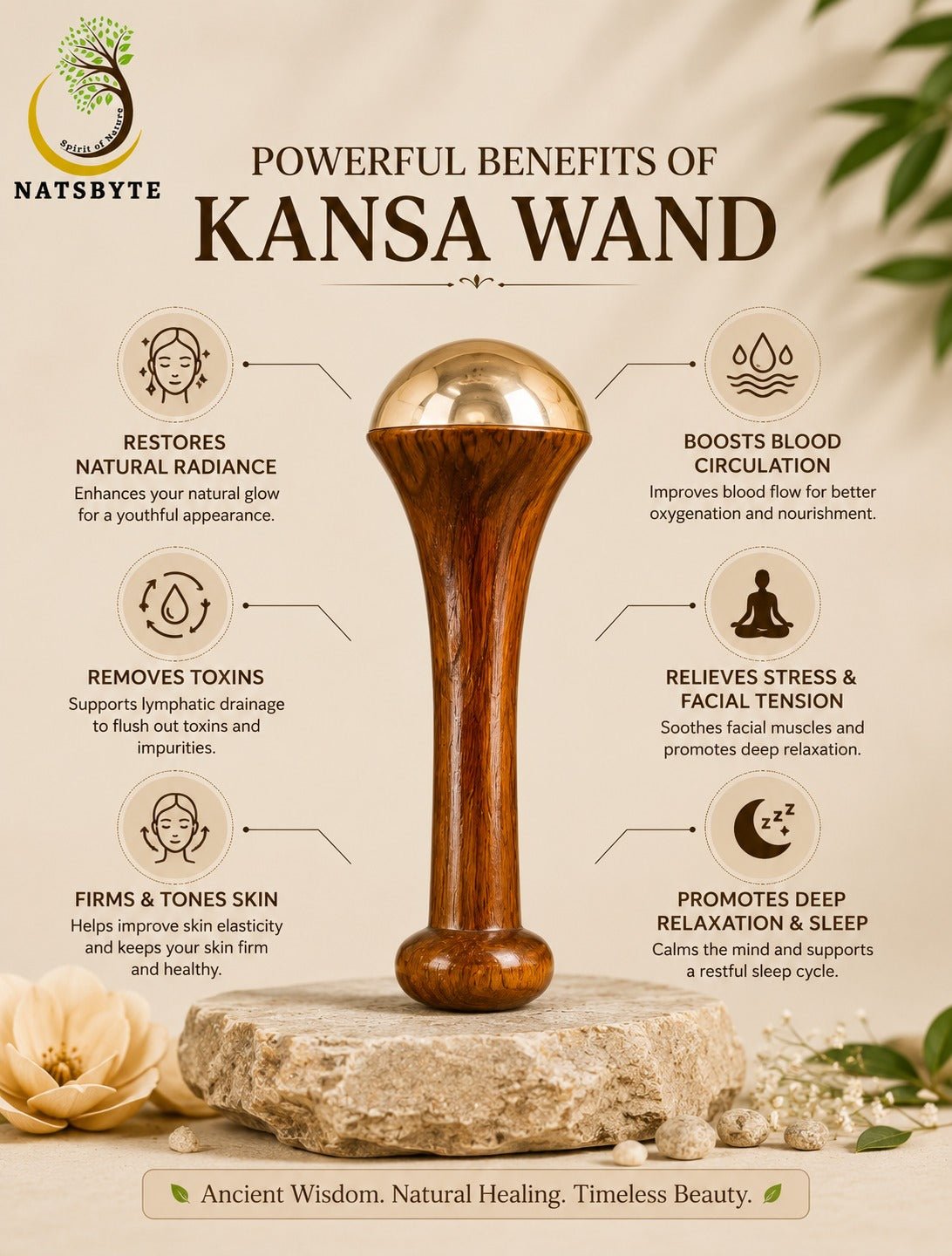Ayurvedic Dual Kansa Wand Massager | Face & Body Tool – Massager on Brown Living™. SKU: KansaWandDUAL. Img 7.