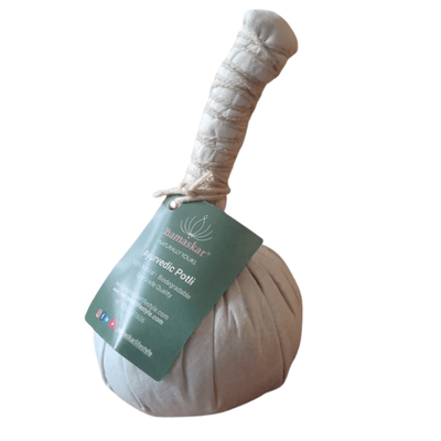 Ayurvedic Massage Potli Herbal Therapy Relaxation Bundle – Massager on Brown Living™. SKU: NAMPOTLI. Img 2.