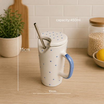 Azure Ceramic Sipper with Steel Straw | Reusable Ceramic Travel Cup – Gift Hampers on Brown Living™. SKU: RKH-17. Img 8.