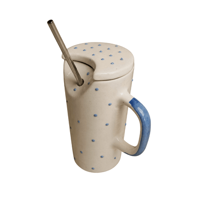 Azure Ceramic Sipper with Steel Straw | Reusable Ceramic Travel Cup – Gift Hampers on Brown Living™. SKU: RKH-17. Img 7.